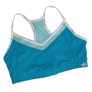 alo Yoga Coolfit Racerback Workout Sports Bra Small Blue